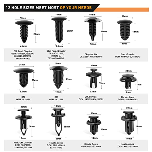 GOOACC 700Pcs Car Push Retainer Clips Auto Fasteners Assortment 30 Sizes Nylon Bumper Fender Rivets with 10 Cable Ties Fasteners Remover for Toyota GM Ford Toyota Honda Chrysler