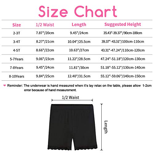 BOOPH Lace Bike Short Girls Dance Undershorts for 2-3T 6 Pack Black