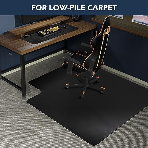 Chair Mat for Carpet, SALLOUS 48"x36" Office Chair Mat for Carpeted Floors, Heavy Duty Chair Mat with Grips, Rolling Computer Desk Floor Mat with Lip (Black)