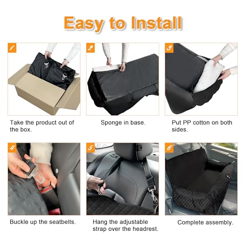 Dog Car Seat for Large Dog Under 100LBS,Dog Car Bed Pet Booster Back Seat Removable Washable Pet Travel Safety Car Seat with Safety Tethers/Storage Pocket,Only for Car Back Seat(Black)
