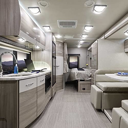 RVZONE RV Lights Interior Natural White 12V RV LED Ceiling Double Dome Light Fixture 1100 LM Frosted RV Interior Lighting Camper Lights for RV Bedroom, Living Room(4500K)