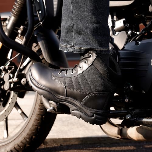 NORTIV 8 Men's Waterproof Tactical Work Boots Leather Outdoor Hiking Military 6 Inches Motorcycle Combat Boots,Size 13,Coyote,CONTRACTOR-NEW