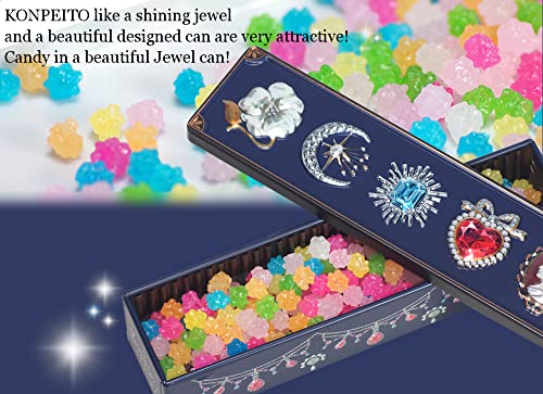 Mayca Moon Konpeito Candy Crystal type Bijou Jewel Can Japanese Tiny Sugar Candy 100g (Blue Bijou & Rainbow)