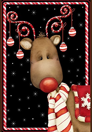 Toland Home Garden 111238 Candy Cane Reindeer Christmas Garden Flag, 12x18 Inch