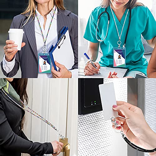 Soleebee Rhinestone Office Lanyard, 31.5'' Bling Neck Lanyard with Metal Clasp & Keyring, Crystal Lanyard for Women, ID Card, Keys Strap (5 Pack)