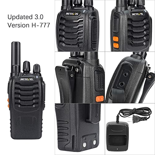 Retevis H-777 Walkie Talkies with Shoulder Mic,2 Way Radios Long Range,License-Free,LED Flashlight,Portable,Shock Resistant,for Family Outdoor Small Commercial (4 Pack)