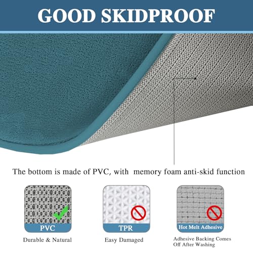 H.VERSAILTEX Bath Mat Memory Foam Set Bathroom Rug Set Flannel Velvety Bath Mat Luxury Extra Soft and Absorbent Non Slip Rugs for Bathroom/Bedroom Washable(2 Pack- 20"x 32"/ 17"x 24", Dark Teal)