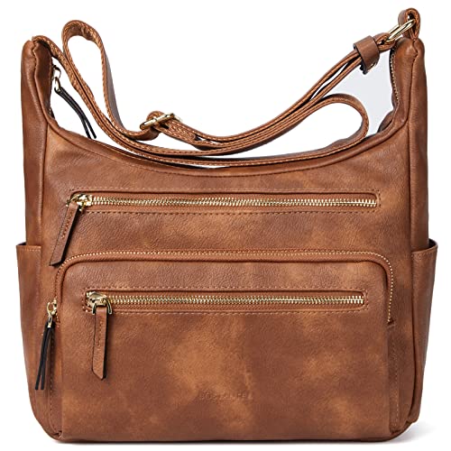 BOSTANTEN Crossbody Purses for Women Soft Vegan Leather Handbags Multi Pocket Shoulder Bag Pocketbooks