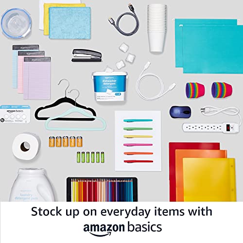 Amazon Basics Kids Velvet, Non-Slip Clothes Hangers for Infant and Toddler, 11.6 Inches (for baby clothes), Pack of 50, Gray