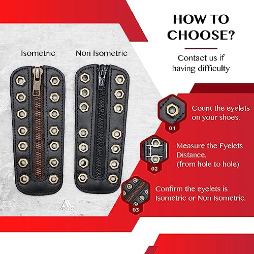 Soletec Leather Lace-in Boot Zipper Inserts for All Brands, Tieless Shoe Laces, 7 Glod Eyelets, 1 Pair, Suede Black