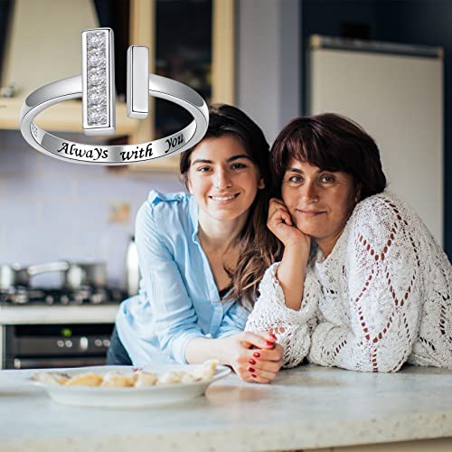 Sterling Silver Thick and Thin Ring: Mother Daughter Sister Friend Through Thick and Thin Ring Always with You Christmas Jewelry Gifts for Wife Girlfriend (Size 6-7)