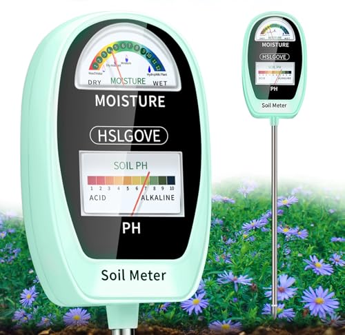 HSLGOVE Soil Test Kit, 2-in-1 Soil Moisture Meter/Soil PH Meter, Dual Screen Soil Tester, Soil Moisture Meter for Plants Watering/Gardening for Lawn,Farm Indoor&Outdoor Use-SkyGreen