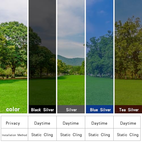 ConCus-T Thicken One Way Mirror Window Film Sun Blocking Window Tint Film for Home Reflective Window Sticker Glass Privacy Film, Black Silver 41.34 Inch x 6.5 Feet