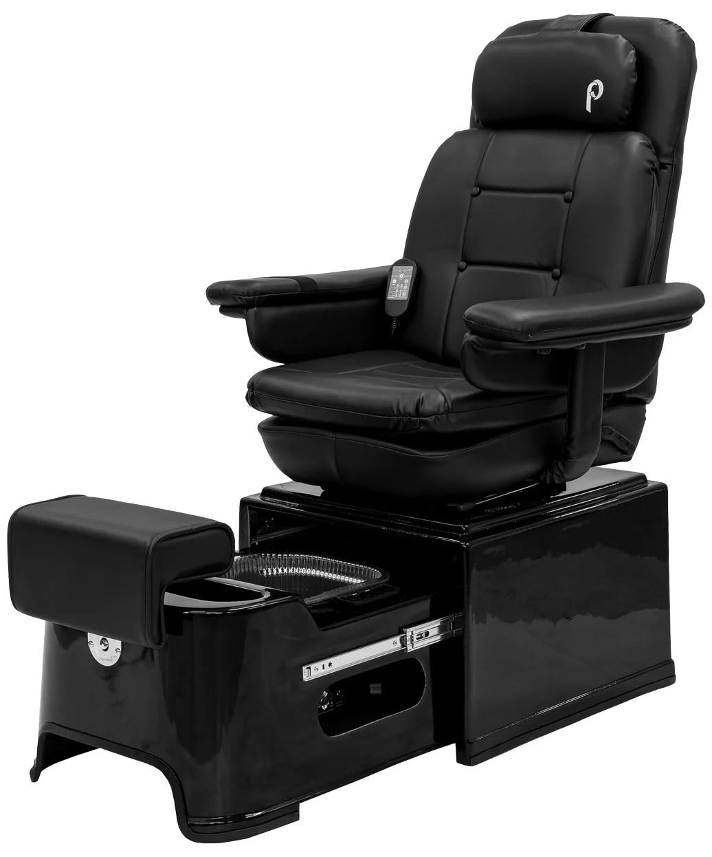Pibbs PS92 Fiberglass Plumbing Free Pedicure Spa Featuring The Footsie Bath Tub with Disposable Liners, Swivel Chair That Reclines with 6 Vibration Functions & Adjustable Footrest, PIB-PS92