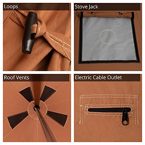 WHITEDUCK Regatta Canvas Bell Tent - w/StoveJack, Waterproof, 4 Season Luxury Camping and Glamping Yurt Tent Outdoor (10' (3M), Water Repellent, Desert Red)