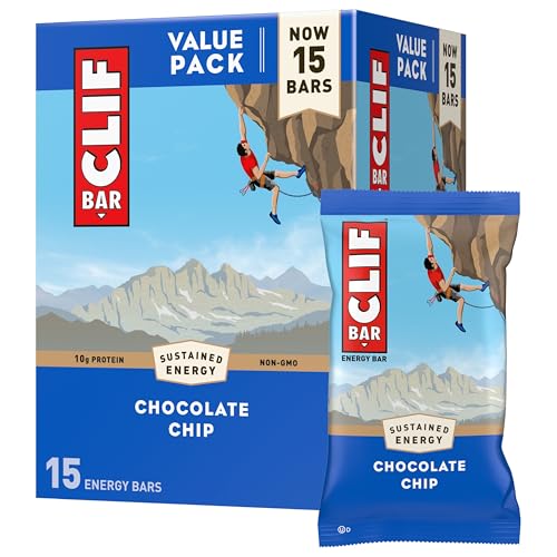 CLIF BAR - Chocolate Chip - Made with Organic Oats - Energy Bars - Non-GMO - Plant Based Protein Bars (15 Pack)