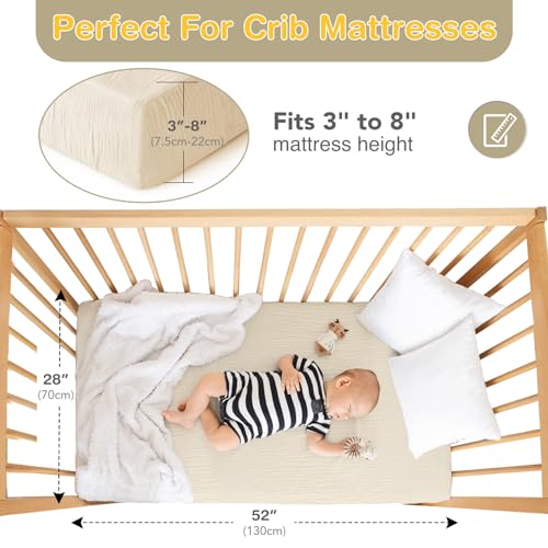 Muslin Crib Sheets for Girls and Boys,Baby Crib Sheets,Baby Sheets for Crib,Soft Crib Sheets Fitted Baby Toddler Bed Sheets 28" x 52"Inch (1 Pack Fog)