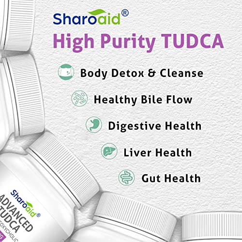 Sharoaid TUDCA Liver Support Supplements 1200 mg-Third Party Tested-High Strength Formula-Bile Salts for Liver Detox Cleanse-Vegan Capsules for Liver,Kidney,Gallbladder Health,1 Bottle-60 Capsules