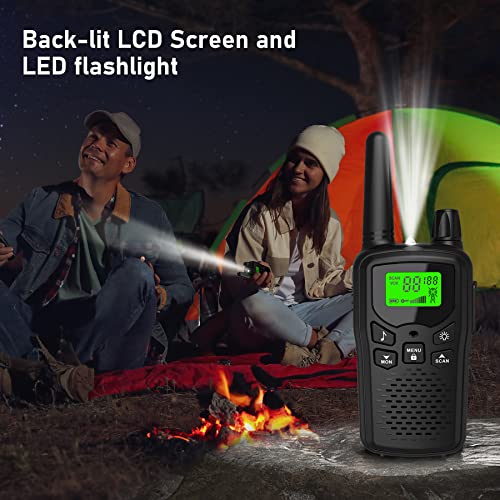 Walkie Talkies,Erelis Long Rang Walkie Talkies with 22 FRS Channels,Walkie Talkies for Adults with Lamp,VOX,LCD Display for Outdoor Activities Black