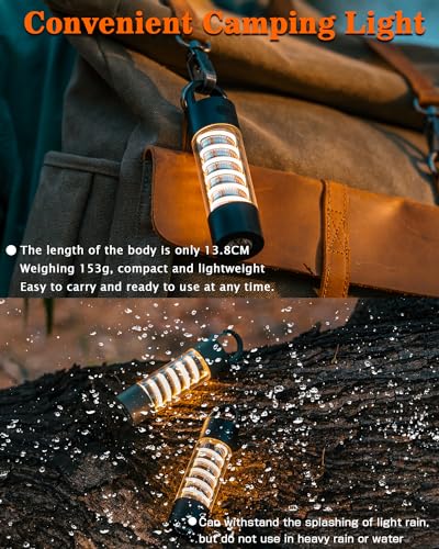 LED Lantern, Rechargeable Flashlight, 2000mAh Camping Lantern, 3 Lighting Modes, Dustproof and Splashproof, Suitable for Outdoors, Solo Camping, Fishing (Black)