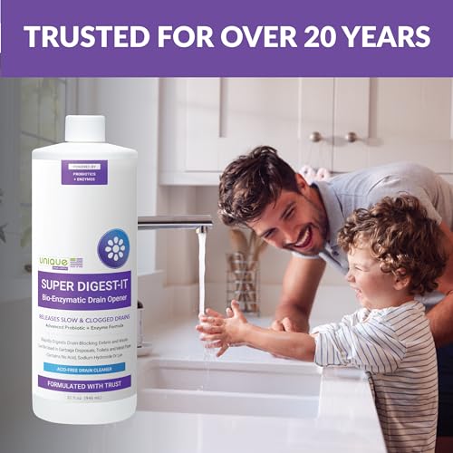 Unique Super Digest-It Bio-Enzymatic Acid-Free Drain Opener and Clog Remover for Household Use (32 fl oz)