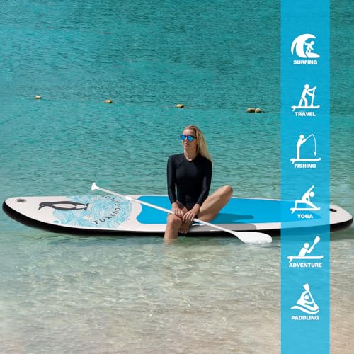 Tuxedo Sailor Inflatable Stand Up Paddle Board Inflatable SUP 10'6"×33"×6" Stand Up Paddle Board for All Skill Levels Included with Board, Paddle, Pump, Fins, Backpack