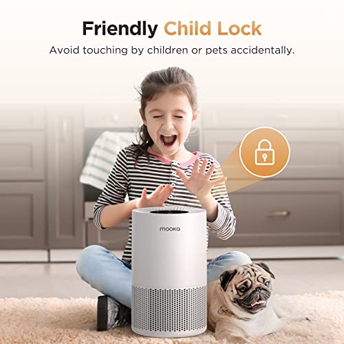 Air Purifiers for Home Large Rooms up to 1200ft², MOOKA H13 True HEPA Air Purifier for Bedroom Pets with Fragrance Sponge, Timer, Air Filter Cleaner for Smoke, Odor, Dander, Pollen (White)