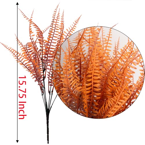 SzJias Fall Plants Artificial Ferns for Outdoors Fake Fern Plants Faux Boston Fern Plant for Room Home Garden Decor Fall Autumn Thanksgiving Decoration (4, Fall)