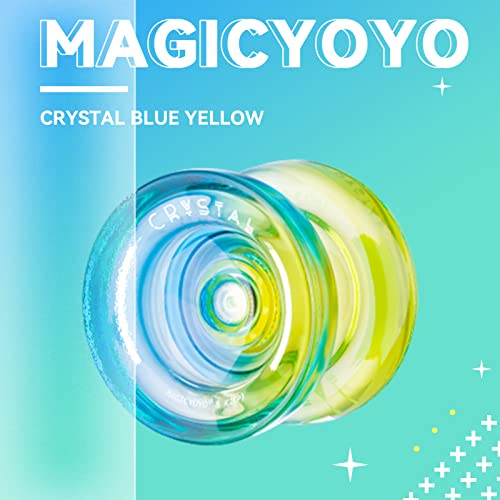 MAGICYOYO Yoyo K2 Crystal Pack of 2 Yoyos, Dual Function Responsive Yo Yo for Kids Beginner + Unresponsive Yo Yo Bearing Kit for Adults+12 Strings+2 Sacks (Black Orange+Black Blue)