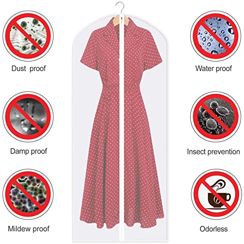 Perber 32" Garment Bags for Hanging Clothes, 10 Packs Suit Bags for Closet Storage, Plastic Waterproof Suit Cover Bags with Zipper for Coats, Shirts (Set of 10)