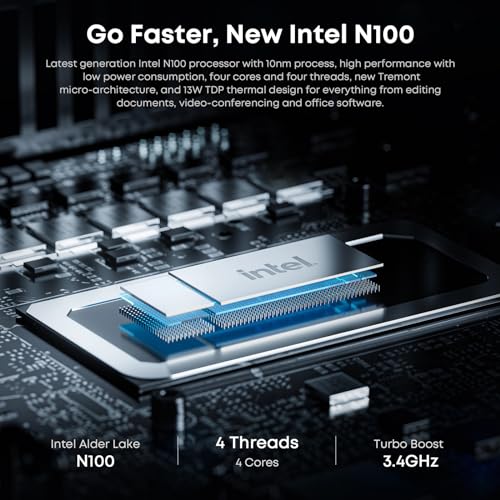 CHUWI Mini PC HeroBox, Intel N100(Up to 3.4GHz), 8GB LPDDR5 RAM 256GB M.2 SSD, Windows 11 Mini Computer, Quad Core, 4K Dual Display/WiFi 6 /BT5.2 /RJ45 Ethernet/VESA/USB 3.0/VGA/HDMI/Up to 2TB SSD