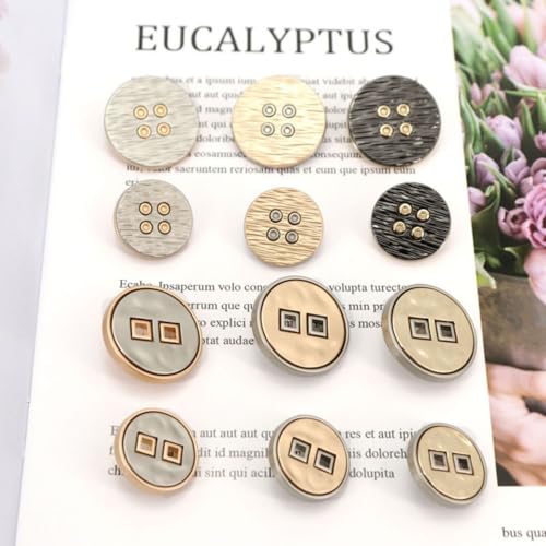 5 Pcs/Lot Gold Metal Button Cloth Buttons Round Scrapbook Decoration(Yellow,25mm)