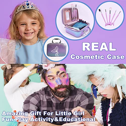 Kids Makeup Set for Girls - Non Toxic Washable Mermaid Makeup, Toys for Girls 5-7, 8-12, Mermaid Toys for Girls, Real Make Up for Little Girl,Party Gifts for Halloween Christmas Birthday
