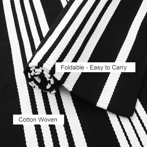 Ailsan Black and White Striped Rug Doormat 24"x35", Washable Black Front Door Mats, Woven Outdoor Porch Rug for Layered Kitchen/Farmhouse/Home Entrance