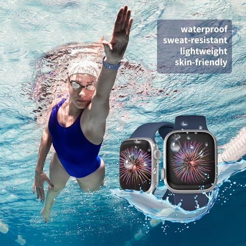 GINNARY Sport Bands Compatible with Apple Watch Band 38mm/40mm/41mm/42mm/44mm/45mm/49mm Women Men,Soft Silicone Strap Compatible with iWatch Ultra2/Ultra Series9/8/7/6/5/4/3/2/1/SE Starlight
