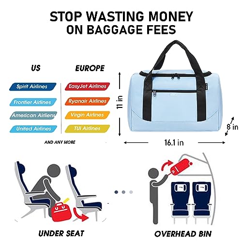 ECOHUB 16'' Personal Item Bag Mini Duffel Bag Small Travel Bag Underseat Carry on Bag for United Airlines Gym Bag for Women