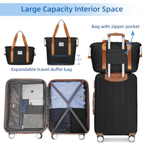 LARVENDER Luggage Sets 5 Piece Hard Shell Expandable Suitcase Set with Double Spinner Wheels TSA Lock (Mint Green, 5 Piece Set)