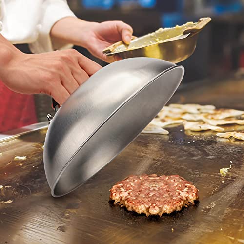 HULISEN Cheese Melting Dome & Smashed Burger Press, 5.5" Square Grill Press with 9" Basting Cover, Stainless Steel Burger Smasher, Griddle Accessories Kit for Flat Top Grill Cooking Indoor/Outdoor