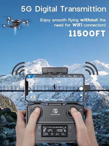TRIPLEFINE TF35 PRO 2-Axis Gimbal Drone with Camera 4K, 2 Batteries 80-Min Flight Time, 11500 FT Range Transmission, 4K/30FPS Camera GPS-Drone, FAA Certification Completed