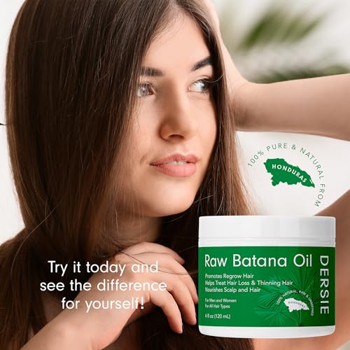 Raw Batana Oil for Hair Growth: Unrefined Solid Batana Oil Sourced from Honduras - 100% Pure & Organic Approved by Dr Sebi - Promotes Thicker & Stronger Hair for Women & Men (4 FL OZ)