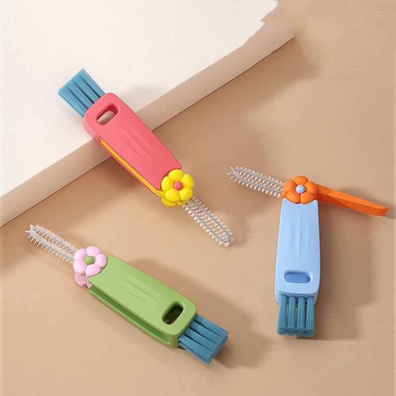 3 in 1 Cup Lid Cleaning Brush, 2024 New Crevice Cleaning Brush Set for Baby Bottle Gap Tight Spaces Cup, 3 in 1 Multifunctional Cleaning Brush Portable Cup Lid Cleaner with Brush(E)