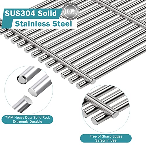 Criditpid 66097 18 7/8 inch Grill Grates for Weber Genesis II 400, II LX 400 Series, Genesis II E-410, S-410, SE-410, E-435, S-435 Grills, Cast Iron Cooking Grate Parts for Kitchenaid 740-0781, 66089