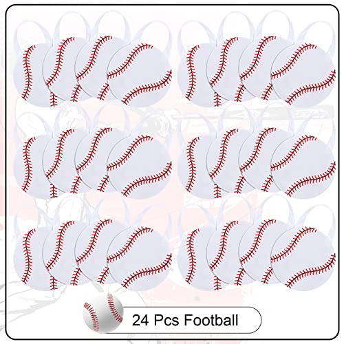 Shihanee 24 Pcs Baseball Party Favors Gift Bags with Handle Baseball Goodie Snack Treat Bag for Sport Theme Party Decorations Supplies