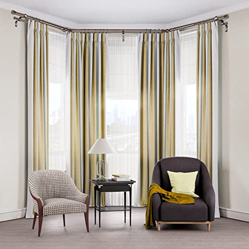 HOTOZON 1 Inch Heavy Duty Double Bay Window Curtain Rods,36-72 Inch Center Rod for Window (24 to 68 Inch), 20-36 Inch Side Rods for windows (16-32 Inch), Antique Bronze, End Cap Finials