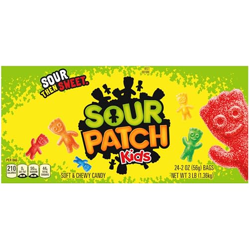 SOUR PATCH KIDS Soft & Chewy Candy, Bulk Candy, 24 - 2 oz Bags