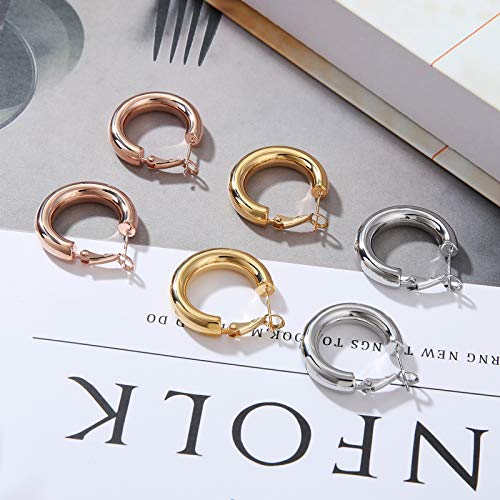 sovesi Chunky Gold Hoop Earrings for Women with 925 Sterling Silver Post, 14K Gold Plated Thick Gold Hoops Earrings for Women 40mm