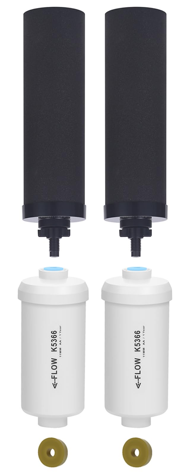 FACHIOO NSF/ANSI 375 Certified Water Filter, Replacement for Berkey® BB9-2® Black Filters & PF-2® Fluoride Filters Purification Elements and Berkey® Gravity Filter System, Pack of 4