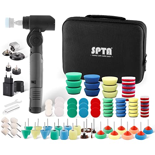 SPTA Cordless Mini Car Polisher, 12V Micro Cordless Scratches Killer Car Polisher RO/DA Mini Car Polisher for polishing, Sanding and Cleaning