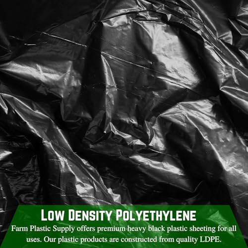 Farm Plastic Supply - Black Plastic Sheeting - 4 mil - (3' x 100') - Black Plastic Tarp, Polyethylene Vapor Barrier Plastic Sheeting, Black Painters Tarp, Roll of Heavy Duty Plastic