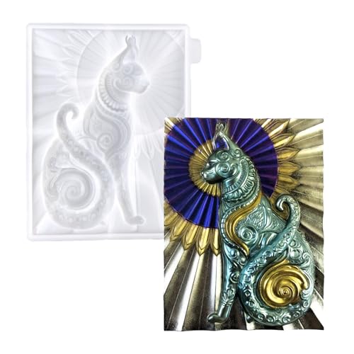 XYQHOAC Sunny Cat Resin Mold 3D Cat Animal Silicone Molds Large Wall Hanging Resin Mold Cat Epoxy Resin Mold Cat Molds for Epoxy Resin DIY Door Cabinets Home Decoration Gift (Cat Mold)